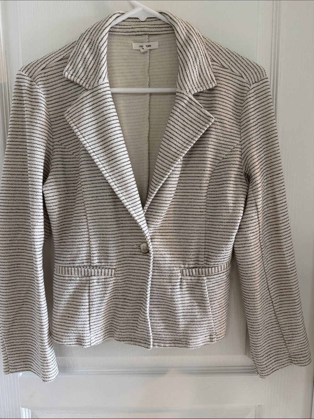 Maurices Cream and Black Striped Knit Blazer